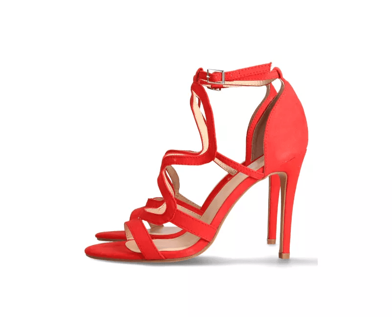 Sandalias rojas de taco alto