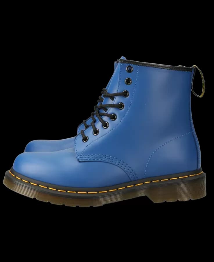Botas con cordones de cuero azul brillante