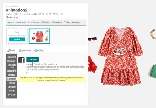 Configuración de presentación de vista 360 del producto
