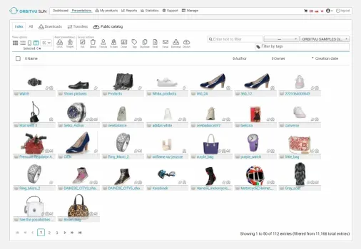 Ejemplo de interfaz del catálogo de productos