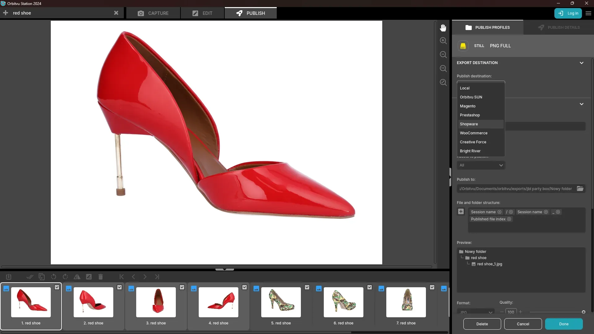 Zapato rojo de tacón alto