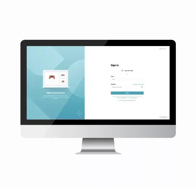 صفحة تسجيل الدخول إلى خادم Orbitvu SUN
