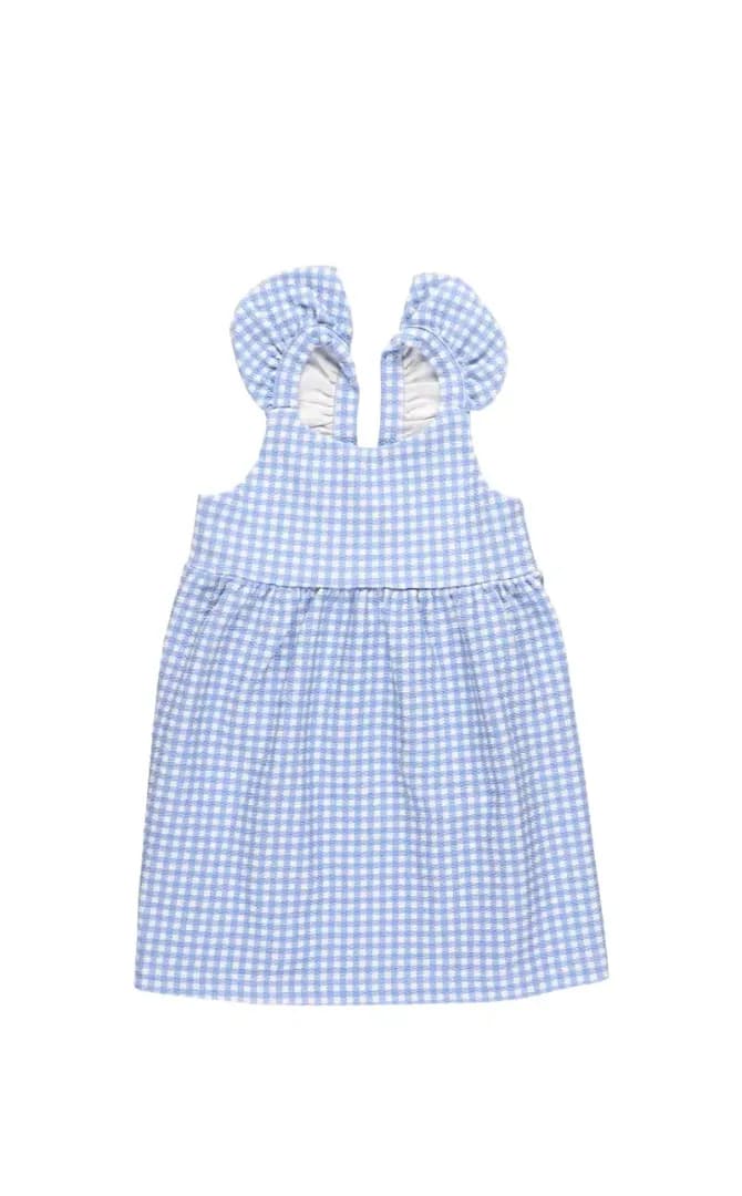 Foto de producto flat lay de vestido azul