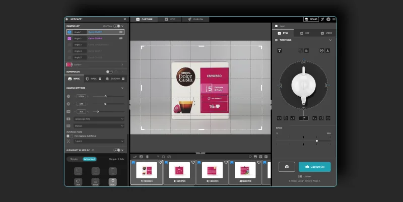 التقط منتجاتك وافتح Edit tab في Orbitvu Station